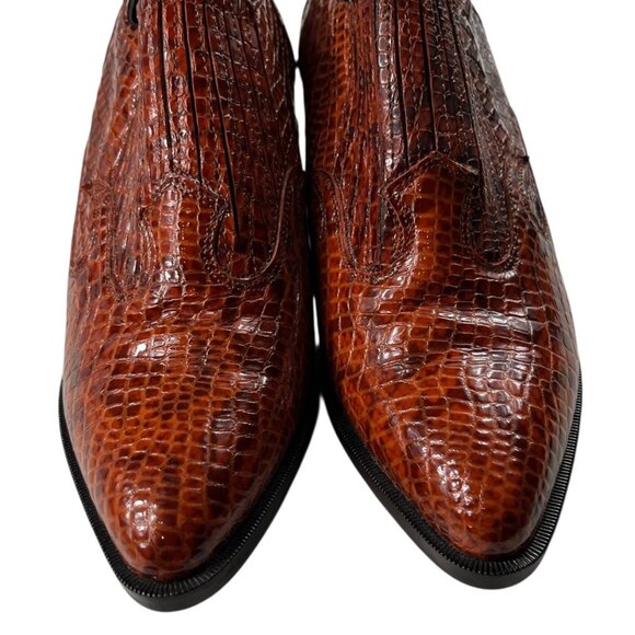 Dingo Embossed Leather Upper Ankle Boots Reptile Print Western Cowgirl Size 7.5 - Picture 5 of 15